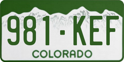 CO license plate 981KEF