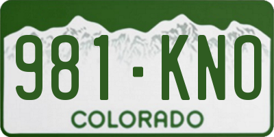 CO license plate 981KNO