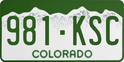 CO license plate 981KSC