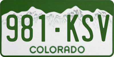 CO license plate 981KSV
