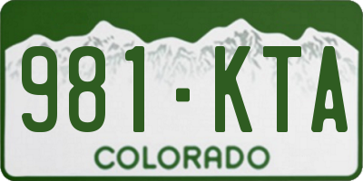 CO license plate 981KTA