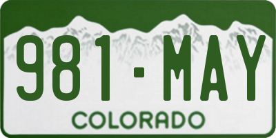 CO license plate 981MAY