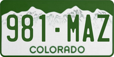 CO license plate 981MAZ