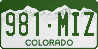CO license plate 981MIZ