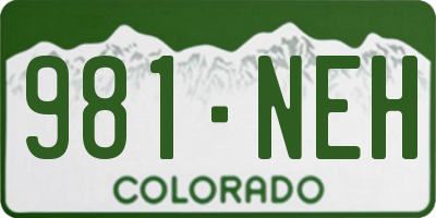 CO license plate 981NEH
