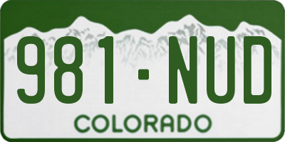 CO license plate 981NUD