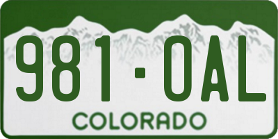 CO license plate 981OAL