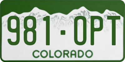 CO license plate 981OPT
