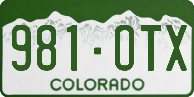 CO license plate 981OTX