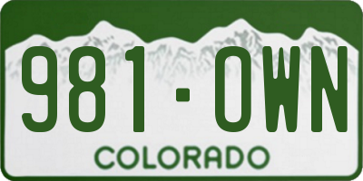 CO license plate 981OWN