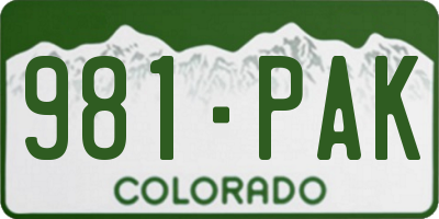CO license plate 981PAK