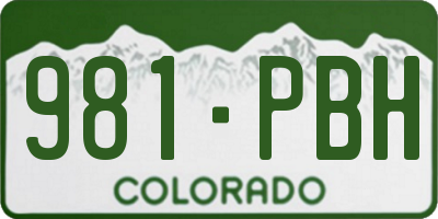 CO license plate 981PBH