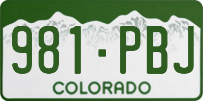 CO license plate 981PBJ