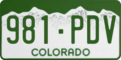 CO license plate 981PDV