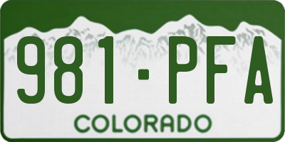 CO license plate 981PFA