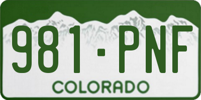 CO license plate 981PNF