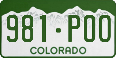 CO license plate 981POO