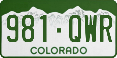 CO license plate 981QWR