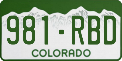 CO license plate 981RBD