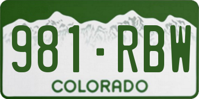 CO license plate 981RBW