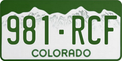 CO license plate 981RCF