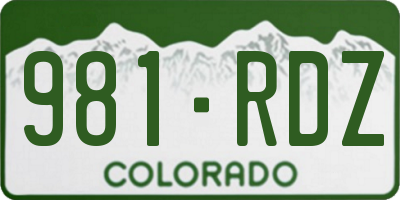 CO license plate 981RDZ