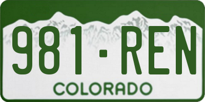 CO license plate 981REN