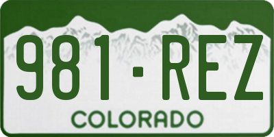 CO license plate 981REZ