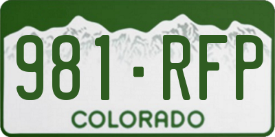 CO license plate 981RFP