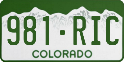 CO license plate 981RIC