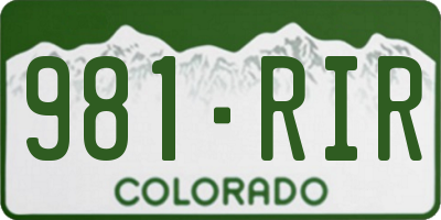 CO license plate 981RIR