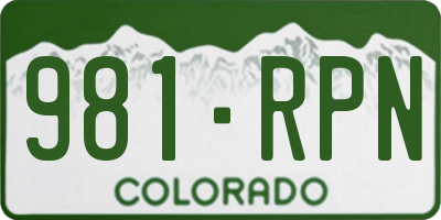 CO license plate 981RPN