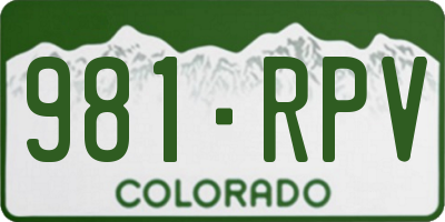 CO license plate 981RPV