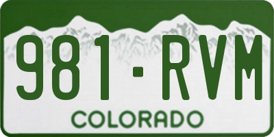CO license plate 981RVM