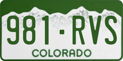 CO license plate 981RVS