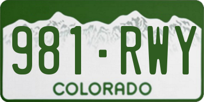 CO license plate 981RWY