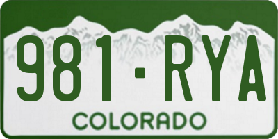 CO license plate 981RYA
