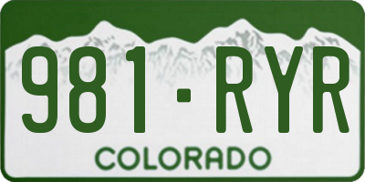 CO license plate 981RYR