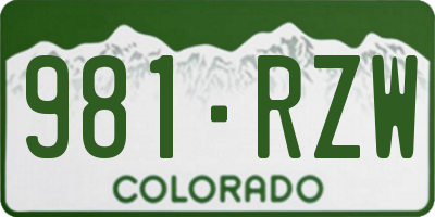 CO license plate 981RZW
