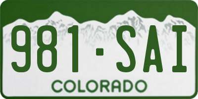 CO license plate 981SAI