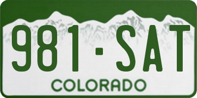 CO license plate 981SAT
