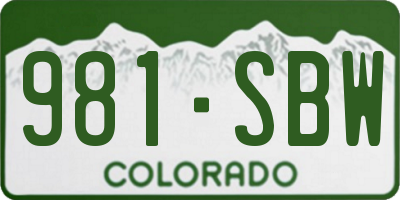 CO license plate 981SBW