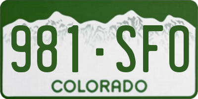 CO license plate 981SFO
