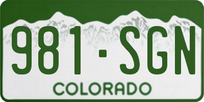 CO license plate 981SGN