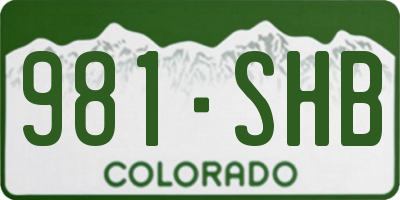 CO license plate 981SHB