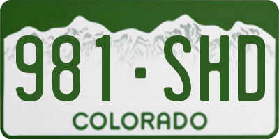 CO license plate 981SHD