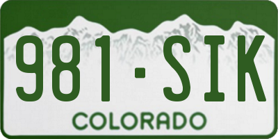 CO license plate 981SIK
