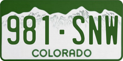 CO license plate 981SNW
