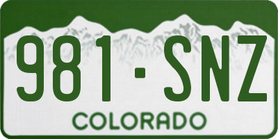 CO license plate 981SNZ