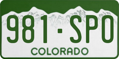 CO license plate 981SPO